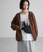 チェックフードシャツ