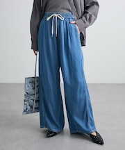 とろみイージータックデニムワイドパンツ