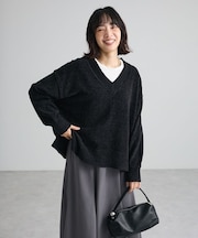 【WEB限定カラーあり】モールVネックニットプルオーバー