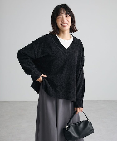 【WEB限定カラーあり】モールVネックニットプルオーバー