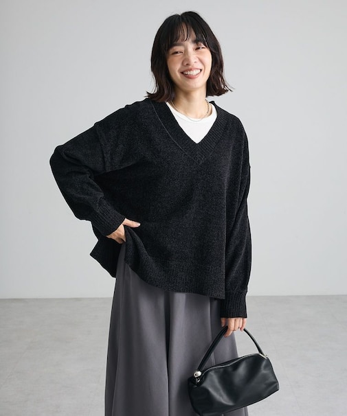 【WEB限定カラーあり】モールVネックニットプルオーバー