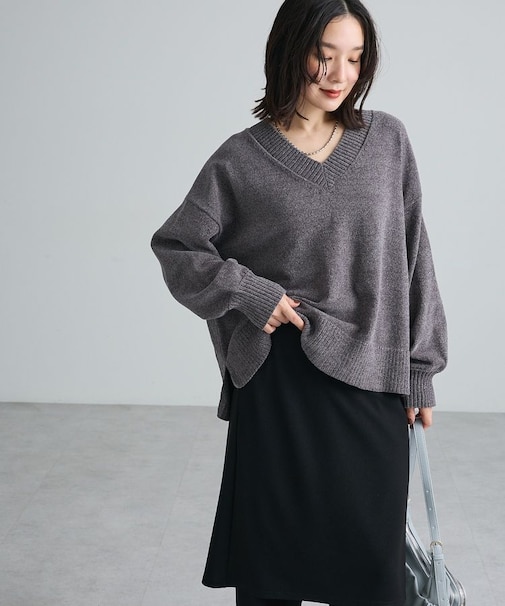 【WEB限定カラーあり】モールVネックニットプルオーバー