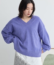 【WEB限定カラーあり】モールVネックニットプルオーバー