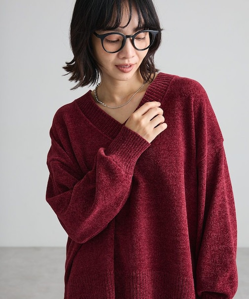【WEB限定カラーあり】モールVネックニットプルオーバー
