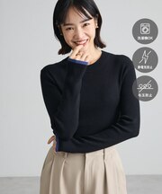 【WEB限定カラーあり】ここちリブ配色ニットプルオーバー