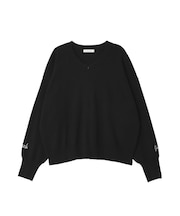 ハーフZIP袖刺繍ニットプルオーバー