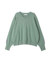 ハーフZIP袖刺繍ニットプルオーバー