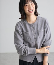 花刺繍モールニットカーディガン