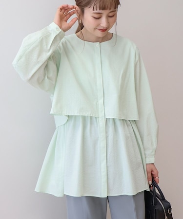 サッカーティアードロングブラウス/チュニック