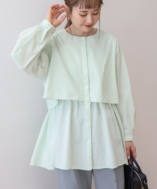 サッカーティアードロングブラウス/チュニック