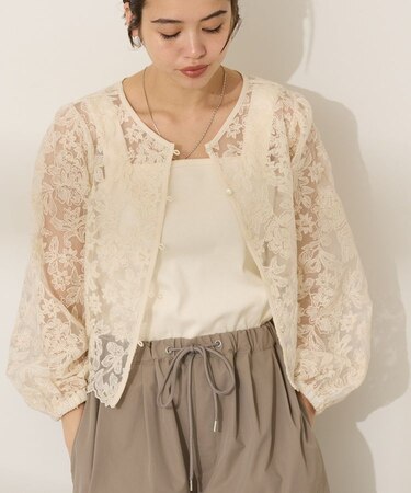 前後2WAYシアーレースブラウス