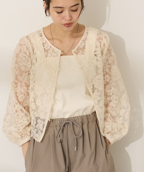 前後2WAYシアーレースブラウス