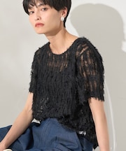 チュールフリンジシアーTシャツ