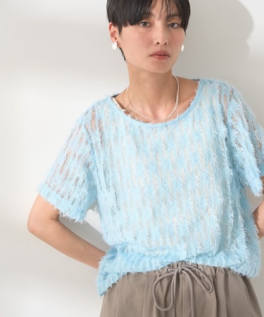 チュールフリンジシアーTシャツ