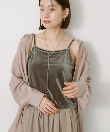 カップ付き ベロアショートキャミソール