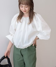 イージーケアオフショルダーギャザーブラウス