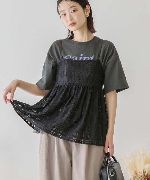 チェックレースオーバーキャミソール