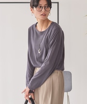 バック切替シアー長袖トップス