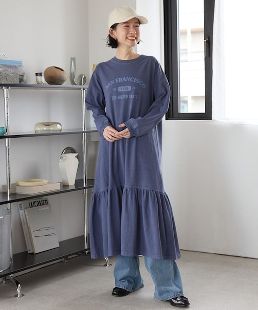 丈違いロゴティアードカットワンピース