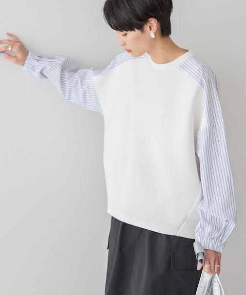 異素材コクーンポンチプルオーバー