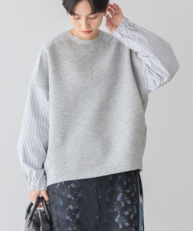 異素材コクーンポンチプルオーバー