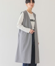 Vネックロングジレ