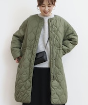 軽ポカノーカラーキルティングロングコート