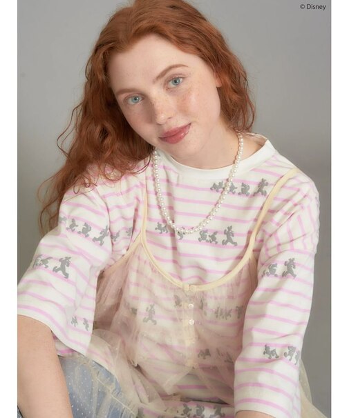 発砲プリントボーダーTシャツ/Disney