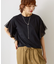 袖チュールサイドスリットプルオーバー