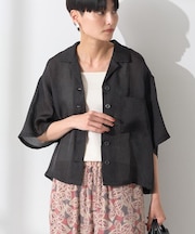 接触冷感シアー開襟半袖シャツ