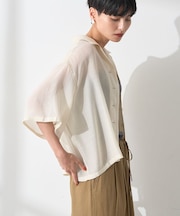 接触冷感シアー開襟半袖シャツ