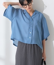 接触冷感シアー開襟半袖シャツ