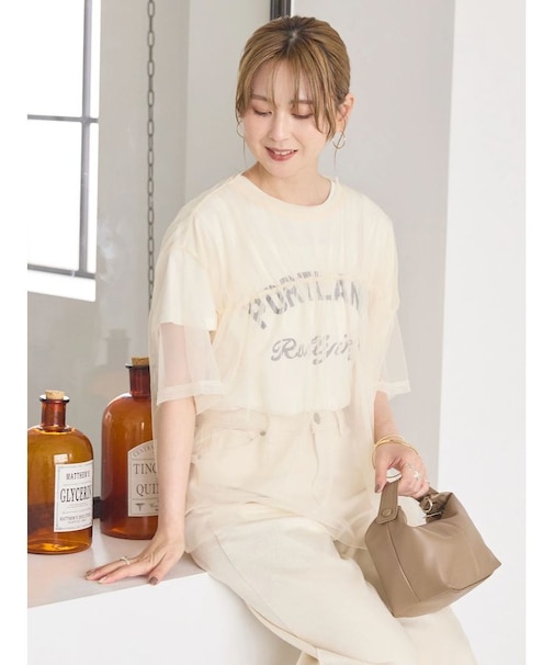 チュールオーバーサイズTシャツ