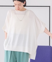 接触冷感サイドスリットニットプルオーバー