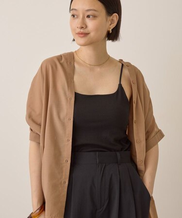 【カップ付き】細リブキャミソール