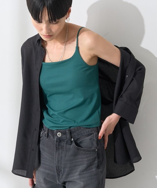 【カップ付き】細リブキャミソール
