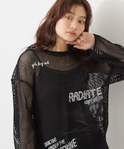 【WEB限定】ランダムロゴメッシュロングTシャツ/チュニック