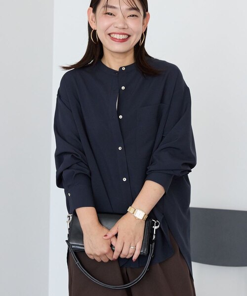 金ボタンバックシャンロングシャツ/チュニック｜アメリカン