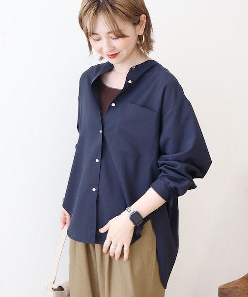 金ボタンバックシャンロングシャツ/チュニック
