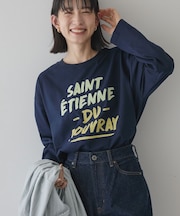 手書き風ロゴロングTシャツ/チュニック