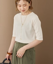 リブ5分袖プルオーバー