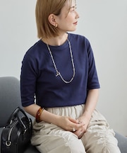 リブ5分袖プルオーバー