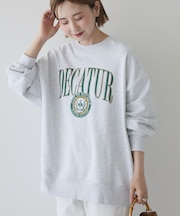カレッジロゴクラックプリント裏毛プルオーバー
