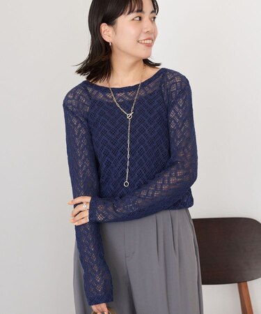 レース長袖プルオーバー