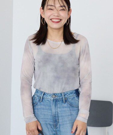 ニュアンス柄プリントシアープルオーバー