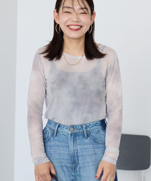 ニュアンス柄プリントシアープルオーバー