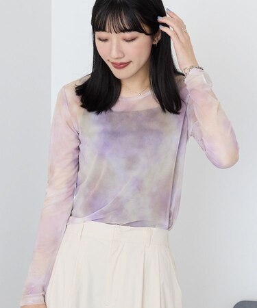 ニュアンス柄プリントシアープルオーバー