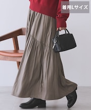 【選べる丈】チンツ加工ティアードスカート