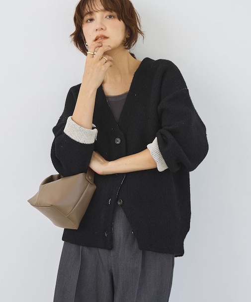 VネックWフェイスニットカーディガン【WEB限定カラー有り】