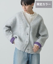 VネックWフェイスニットカーディガン【WEB限定カラー有り】